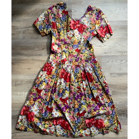 vintage 90s Bramble Lane : floral cotton dress - Picture 5 of 14